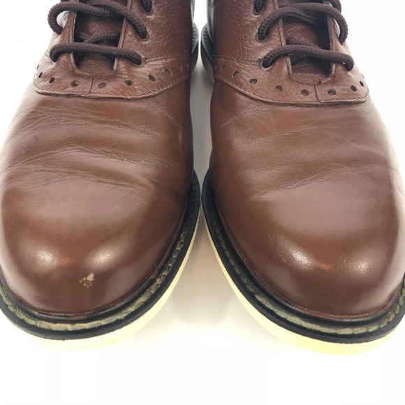 Ashworth Mens Golf Shoes W/ Spikes Sz. 9.5 Brown - Picture 2 of 8